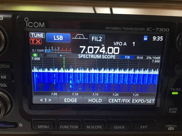 ほぼ常時ノイズが発生している。ちょうどノイズが始まった時の画像。2016年自宅シャックにて